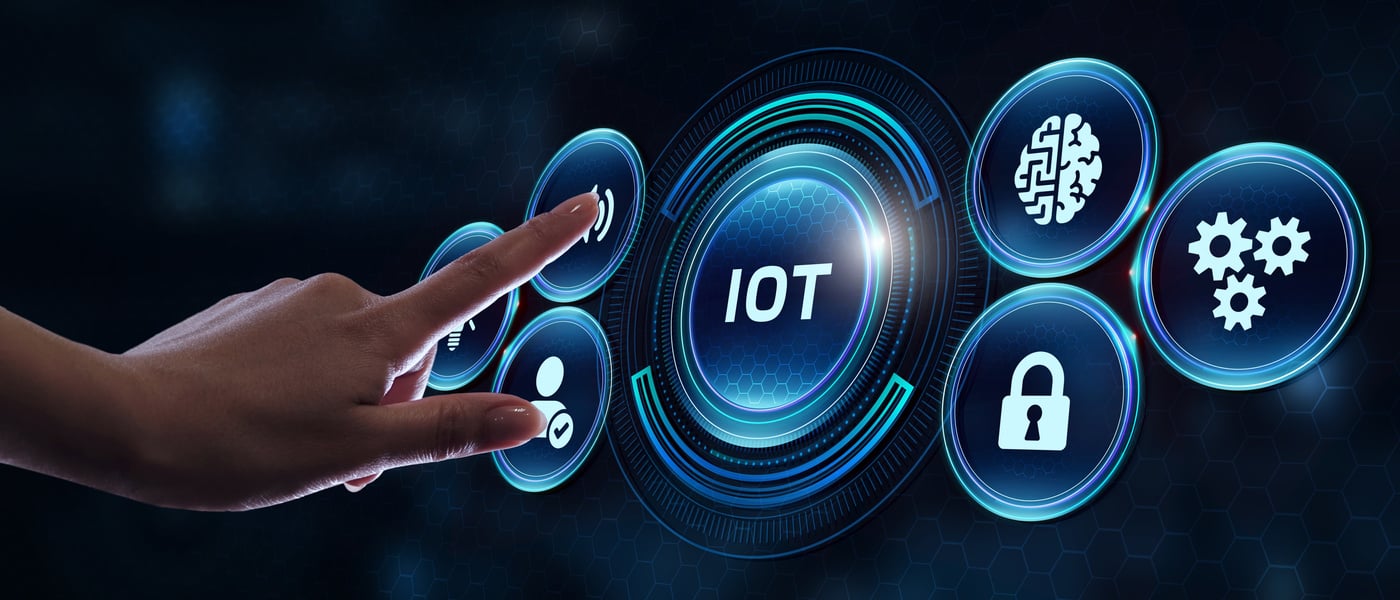 Internet of things - IOT concept. Businessman offer IOT products and solutions.